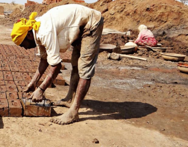 making bricks by hand